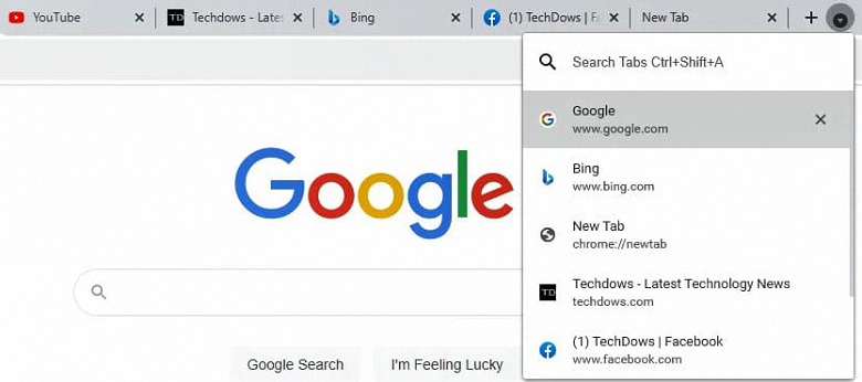 Шикарное новшество Google Chrome для любителей открыть сотню-другую вкладок. Поиск открытых вкладок