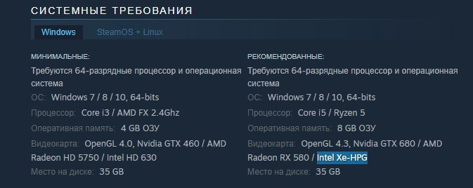 Появилась первая игра, для которой рекомендована дискретная видеокарта Intel. Которая ещё не вышла