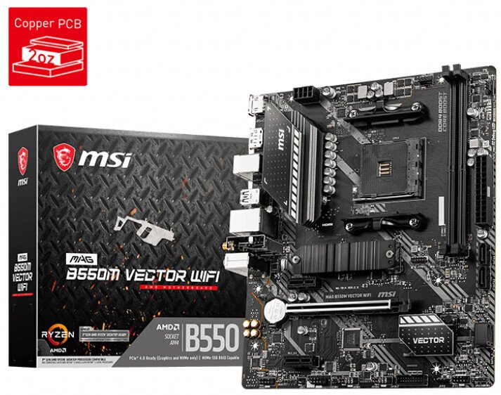 Системные платы MSI MAG A520M Bazooka WiFi и MAG B550M Vector WiFi относятся к начальному уровню