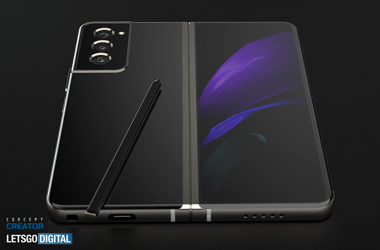 Красивая визуализация Samsung Galaxy Z Fold 3 со стилусом S Pen за несколько месяцев до анонса