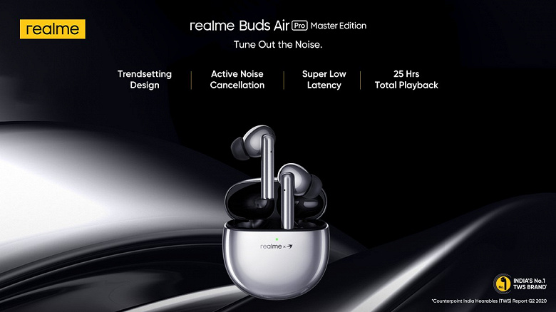 Стильные TWS-наушники с активным шумоподавление за $65. Realme Buds Air Pro Master Edition поступают в продажу