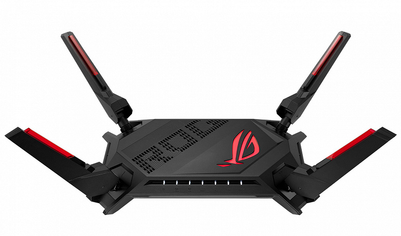 The Asus ROG Rapture GT-AX6000 router is adorned with customizable lighting