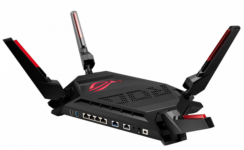 The Asus ROG Rapture GT-AX6000 router is adorned with customizable lighting