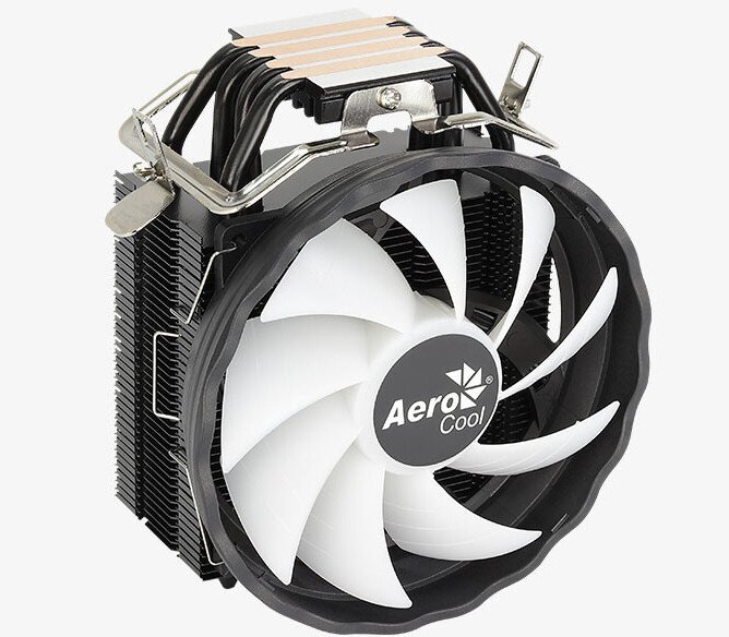 Конструкция процессорной системы охлаждения AeroCool Raven 4 ARGB включает вентилятор с рамкой непривычной формы