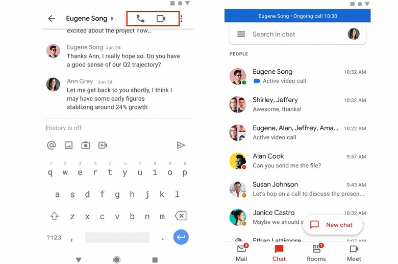 Google превратила Gmail в мессенджер с голосовыми и видеозвонками