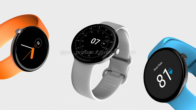 Умные часы Google Pixel Watch во всей красе. Фото не показали, но есть рендеры на их основе
