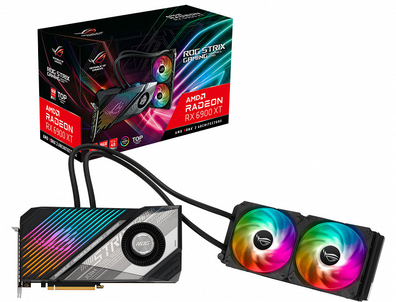 Основой видеокарты Asus ROG Strix LC Radeon RX 6900 XT TOP T16G служит GPU Navi 21 XTXH