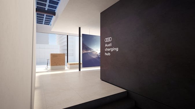 Компания Audi представила концепцию станции быстрой зарядки электромобилей от аккумуляторов 