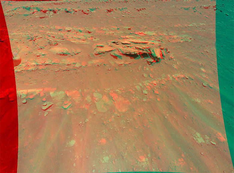 Марсианский вертолёт Ingenuity прислал новое фото с Красной планеты в 3D