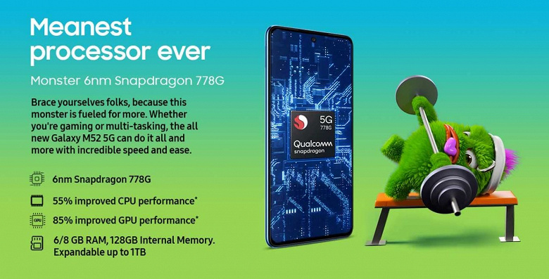 The thinnest autonomy monster ever released.  Samsung unveils Galaxy M52 5G with 5000mAh battery, 64MP camera and Snapdragon 778G