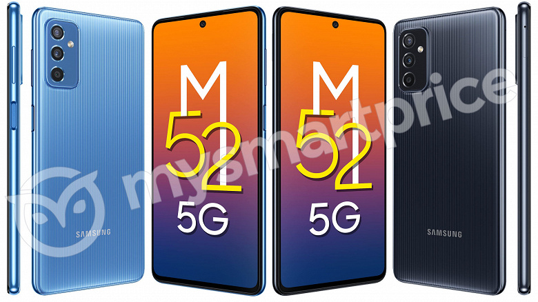 5000 мА·ч, экран Super AMOLED 120 Гц, 64 Мп. Samsung Galaxy M52 5G показали на рендерах