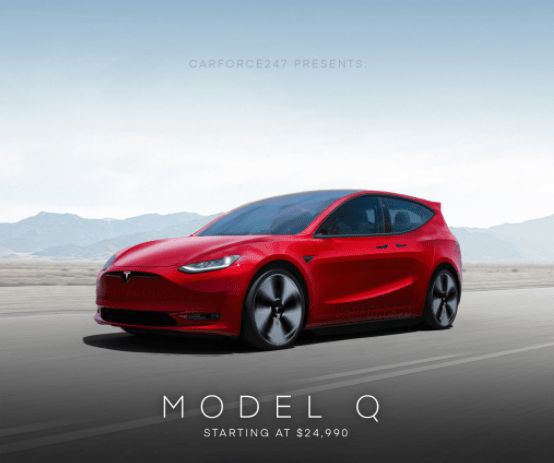 Доступный электромобиль Tesla Model Q за 25 000 долларов показали на рендере