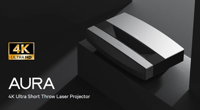 Лазерный проектор Xgimi Aura поддерживает разрешение 4K и позволяет получить 80-дюймовое изображение с расстояния менее 11 см