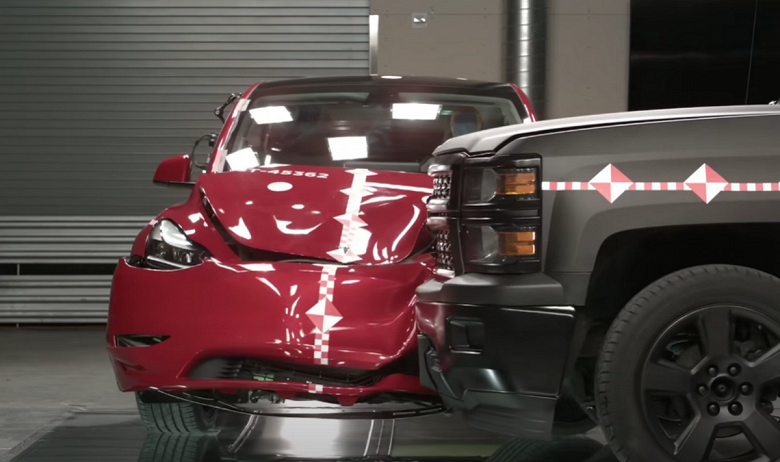 A pickup truck crashes a Tesla Model Y in the “world’s first” crash test of its kind.  Tesla talks and shows how it improves the safety of its cars