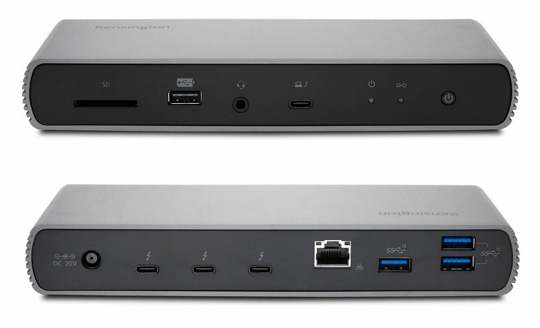 Док-станция Kensington SD5700T оснащена четырьмя портами Thunderbolt 4