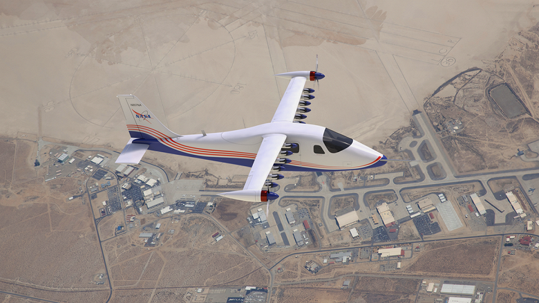 14 electric motors and a cruising range of 160 km.  NASA X-57 Maxwell electric aircraft prepares for its first flight