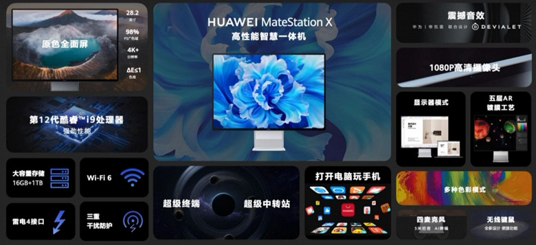 Huawei представила альтернативу iMac. Huawei MateStation X получил экран 4K с диагональю 28,2 дюйма и процессор Core i9-12900H