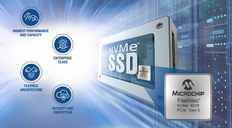 Microchip называет Flashtec NVMe 4016 самым высокопроизводительным 16-канальным контроллером для корпоративных SSD с интерфейсом PCIe Gen 5