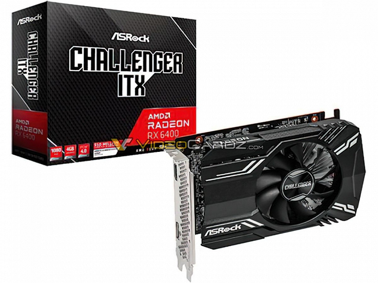 ASRock готовит видеокарту Radeon RX 6400 Challenger ITX, которая не требует дополнительного питания