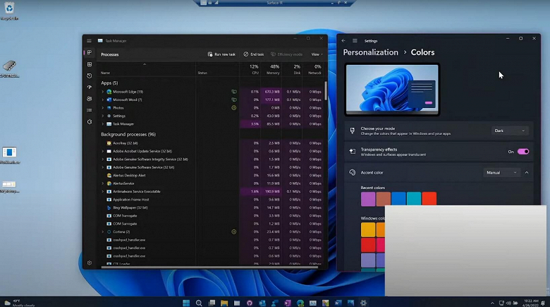 Microsoft показала красочный диспетчер задач для Windows 11