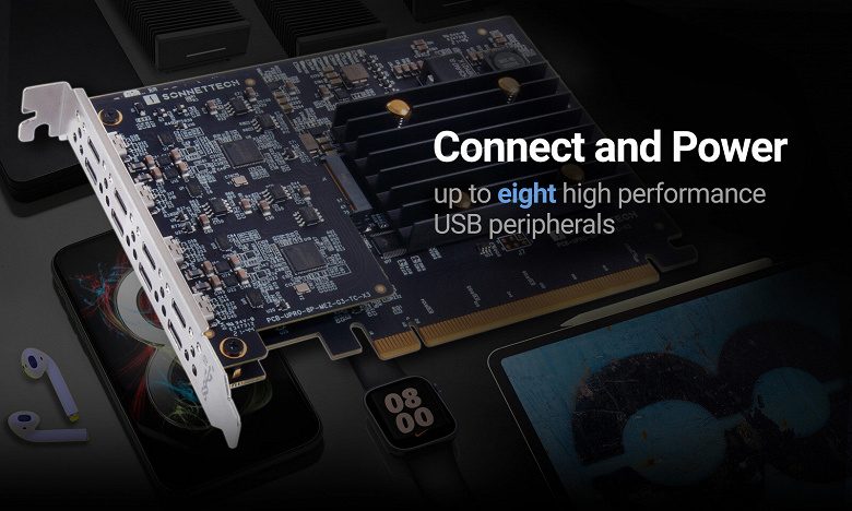 Sonnet expands its 8-port USB 3.2 Gen2 expansion card