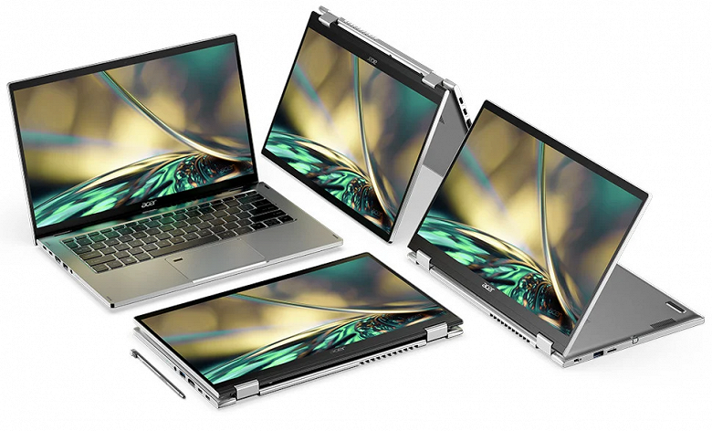 Представлены ноутбуки Acer Swift 3 OLED, Spin 5 и Spin 3. Последние две модели являются трансформерами