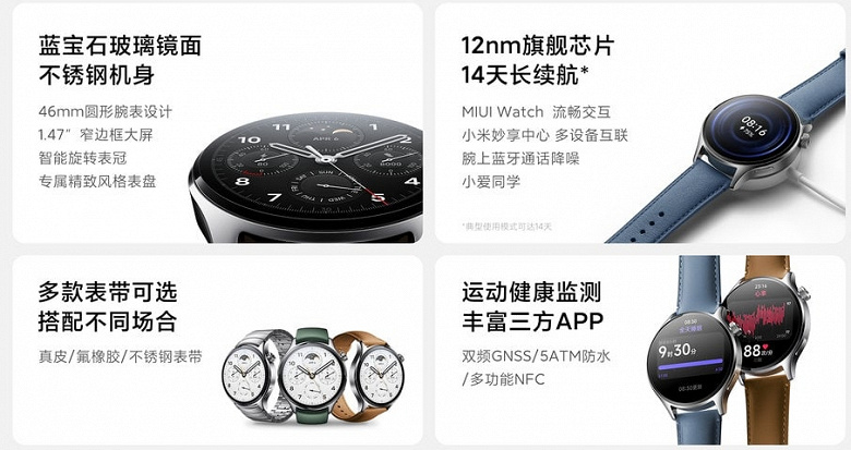 Round AMOLED, sapphire crystal, SpO2, NFC, 14 days battery life, support for third-party applications. Xiaomi Watch S1 Pro presented