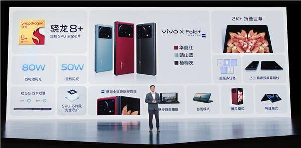 8-дюймовый экран 2К+, камера Zeiss с 60-кратным зумом, Snapdragon 8 Plus Gen 1, 4730 мА·ч и 80 Вт. Представлен Vivo X Fold+