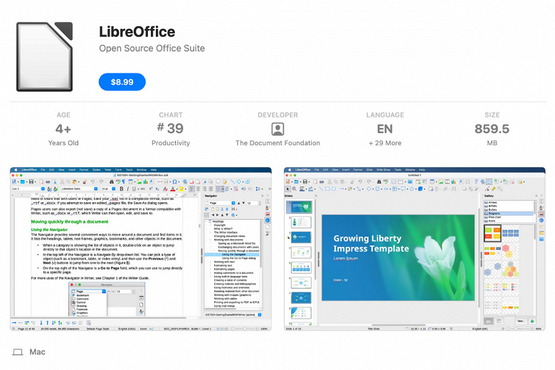 Kapitalismus in Aktion: Kostenloses LibreOffice ist im Mac App Store für 9 US-Dollar und ohne Java erhältlich