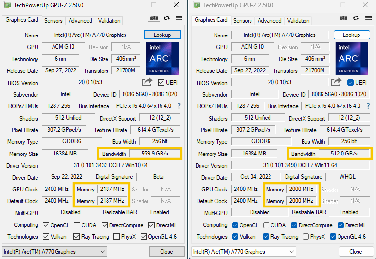 Как же так, Intel? Некоторые эталонные карты Arc A770 Limited Edition работают с более низкой частотой памяти, чем должны