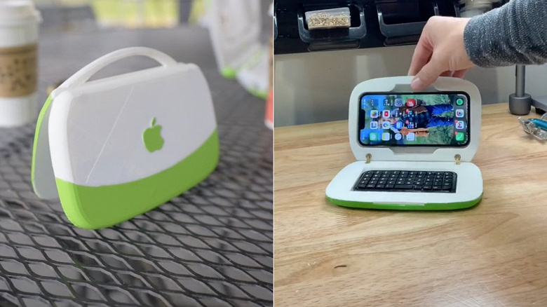 iPhone «превратили» в ноутбук Apple iBook G3 при помощи соответствующего аксессуара