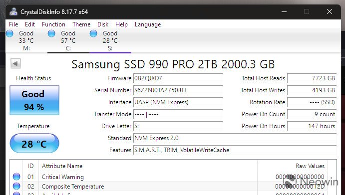 Топовые SSD Samsung 990 Pro могут терять «здоровье» буквально на глазах. За несколько дней показатель может снизиться на несколько процентов