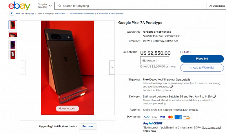 Прототип Google Pixel 7a предлагали на eBay за 2550 долларов задолго до анонса