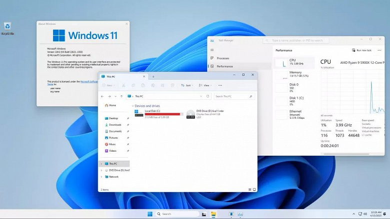 Выпущена сборка Windows 11 Live Disk — её можно запускать без установки на диск, прямо из оперативной памяти