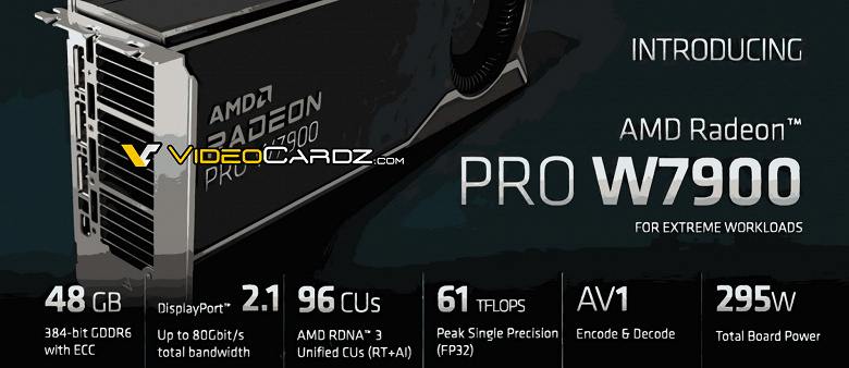 AMD представила видеокарту с 48 ГБ памяти и ценой 4000 долларов. Анонсированы Radeon Pro W7900 & W7800