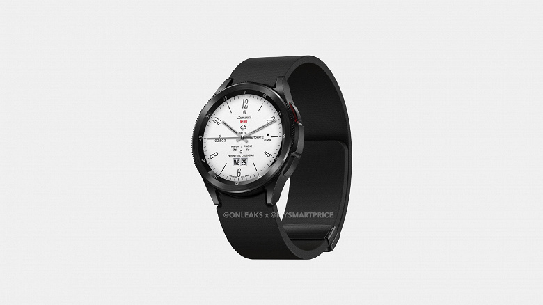 Это Samsung Galaxy Watch 6 Classic с вращающимся безелем. Также ожидаются две кнопки, NFC и датчик температуры
