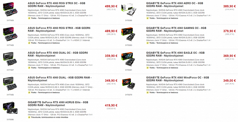 Если 400 евро за GeForce RTX 4060 Ti — это много, то как насчёт RTX 4060 за 500 евро? Такие цены уже засветились в Европе