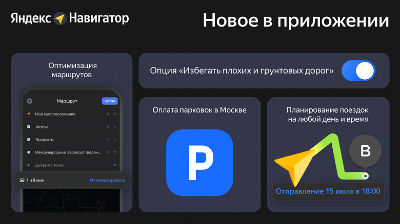 Яндекс запустил огромное обновление «Навигатора»: оплата парковок, оптимизация маршрута, планирование поездок и многое другое
