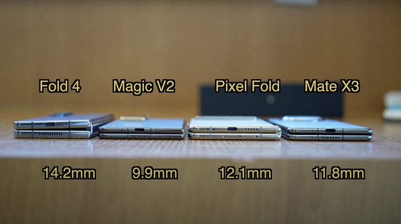 Будто смартфоны совершенно разных поколений. Самый тонкий в мире складной смартфон Honor Magic V2 сравнили с iPhone 14 Pro Max и другими телефонами