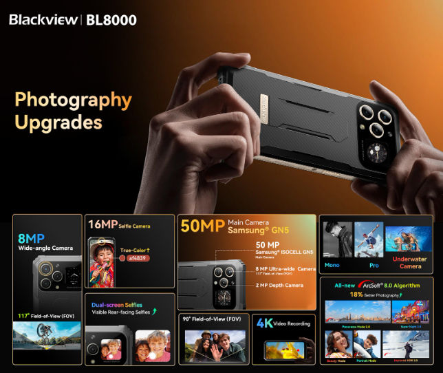 24 ГБ ОЗУ, 8800 мА•ч, два экрана, 50-Мп камера Samsung, IP68/IP69K и цена $200. Представлен неубиваемый смартфон Blackview BL8000
