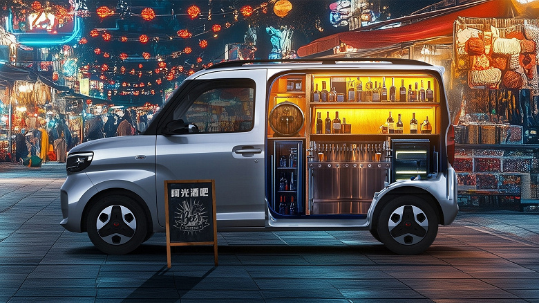 Мобильный бар, кофейня, мастерская, торговая точка, спальное место &mdash; в машине длиной менее 3,7 м. Представлен Wuling Zhiguang EV