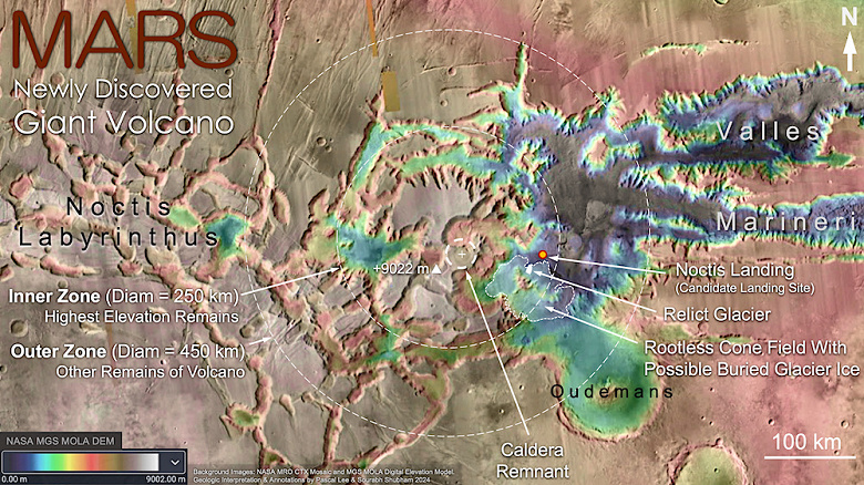 На Марсе обнаружен новый гигантский вулкан