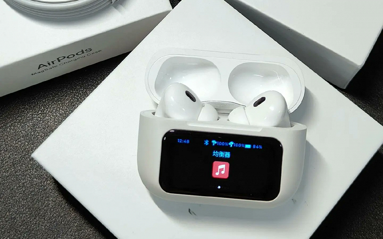 Выпущены AirPods Pro с сенсорным экраном на футляре. Такой патент Apple так и не реализовала, но китайцы довели дело до конца