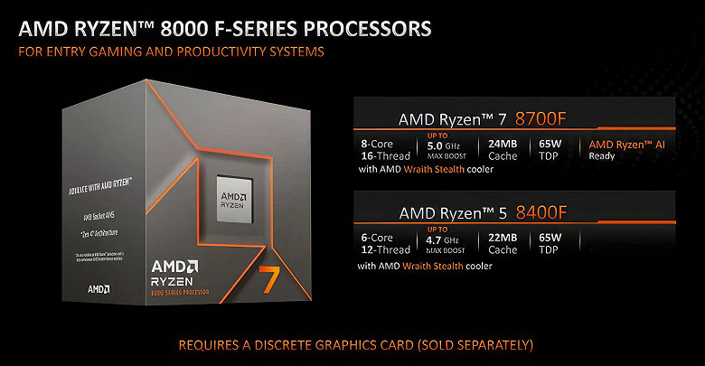 AMD, а кому вообще нужны эти процессоры по таким ценам? На глобальный рынок вышли Ryzen 7 8700F и Ryzen 5 8400F