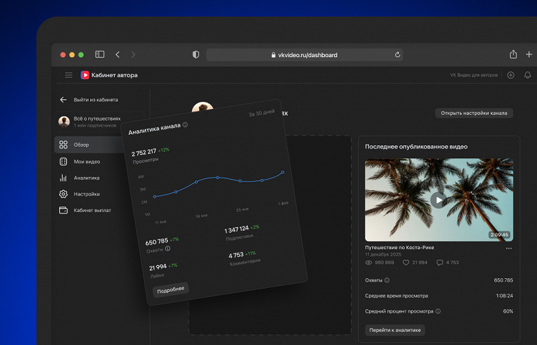 В сервисе &laquo;VK Видео&raquo; обновился кабинет автора