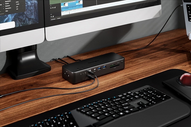 У этой док-станции четыре порта Thunderbolt, слоты для трёх карт памяти и слот для SSD. Представлена Kensington EQ Pro 19-in-1 Thunderbolt 5