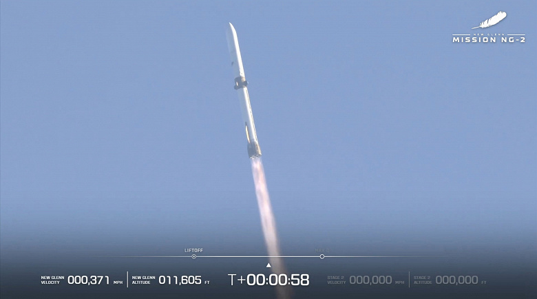 В мире появилась вторая тяжелая многоразовая ракета. Blue Origin успешно запустила ракету New Glenn с марсианской миссией