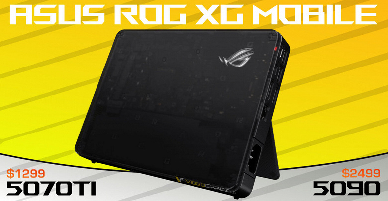 Внешняя видеокарта Asus ROG XG Mobile предлагает два Thunderbolt 5 и RTX 5070 Ti Laptop либо RTX 5090 Laptop 