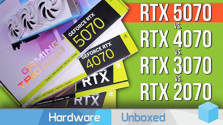Тесты Hardware Unboxed: какое поколение GeForce RTX xx70 дало максимальный прирост