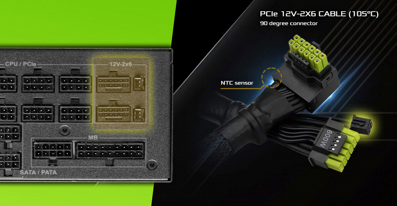 Чтобы видеокарты GeForce RTX не так часто горели. ASRock добавила кабелю питания собственный датчик температуры